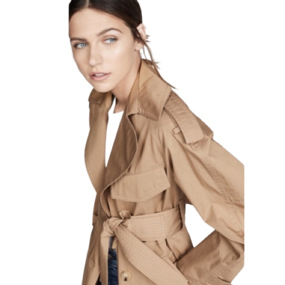 NWT Vince Dark Khaki Belted Trench Coat - Picture 5 of 10